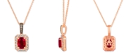 Le Vian Passion Ruby (3/4 ct. t.w.) & Diamond (1/4 ct. t.w.) Halo 18" Pendant Necklace in 14k Rose Gold